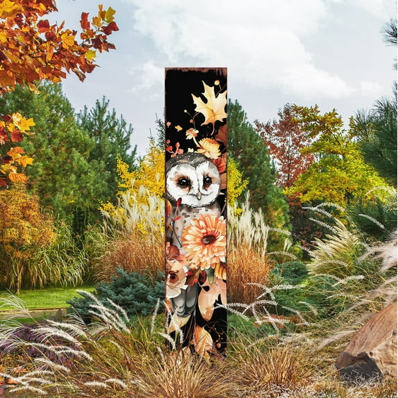 Fall Watercolor Owl Garden Stake - Charming Autumn Yard Art & Decor