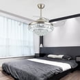 thumbnail image 1 of 42in LED Crystal Chandelier Invisible Ceiling Fan Light Retractable Blade+Remote, 1 of 11
