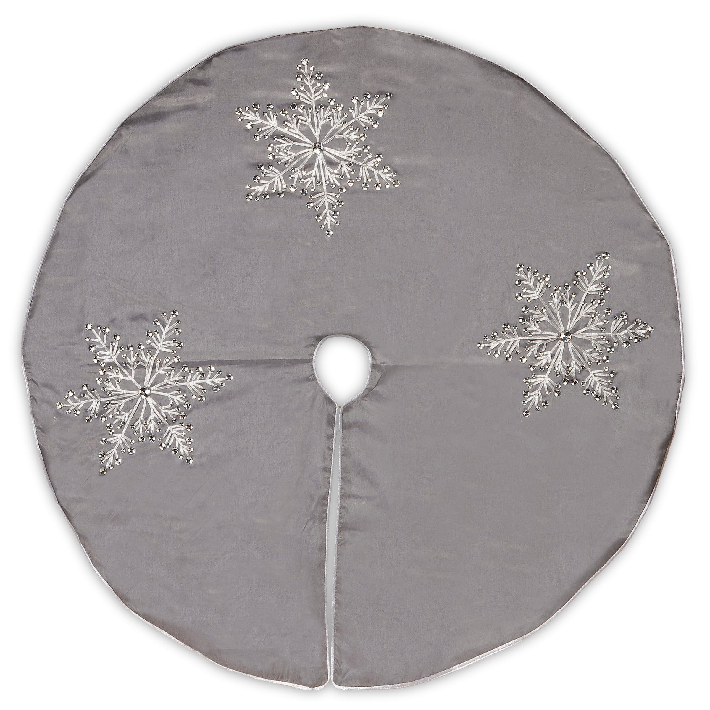 42" Silver Gray Polyester Snowflake Tree Skirt