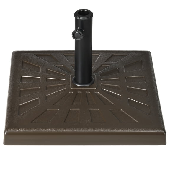 42lbs Resin Patio Umbrella Base, 20" Square Outdoor Umbrella Stand Holder for Parasol Poles 1.26", 1.5", and 1.9" Dia, Brown