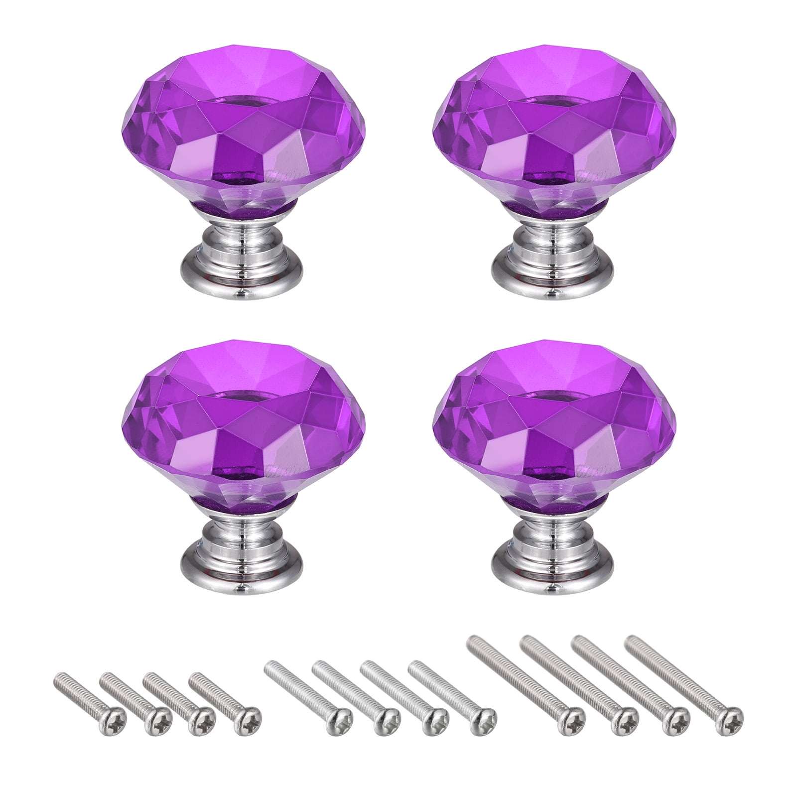 42mm Crystal Knobs Diamond Shaped Pulls Handles Purple 4 Pack - Walmart.com