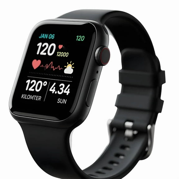 42mm Touchscreen Smart Watch for Men & Women, Fitness Tracker with Heart Rate Monitor, Sleep Tracking, Step Counter, Bluetooth, IP67 Waterproof, Compatible with Android & iOS-black