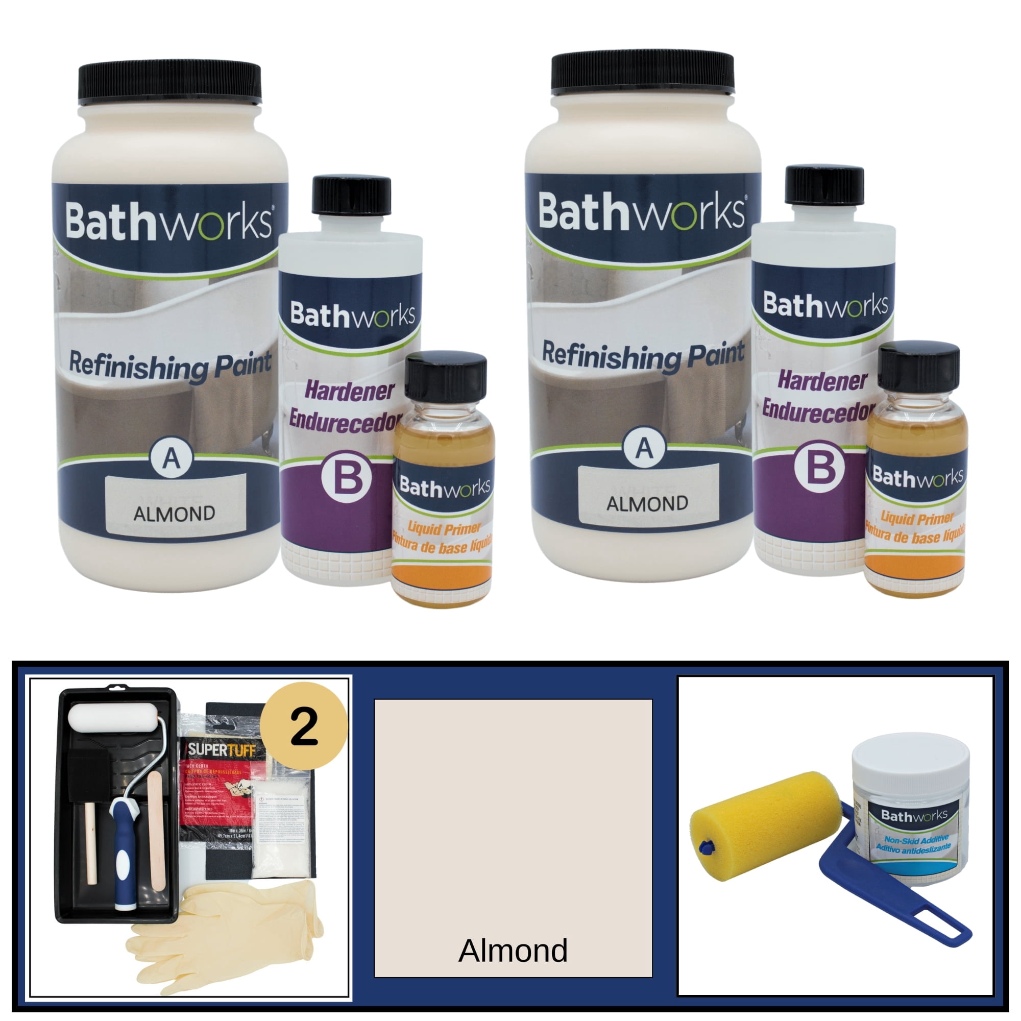 Bathworks Combo Refinishing Kit with Non-Slip (Almond) – BWC-24