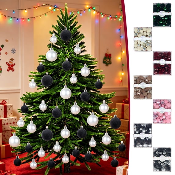 42pc Christmas Ornaments Balls Flocking Electroplating Christmas Ball Velvet Pendant Christmas Tree Decorations
