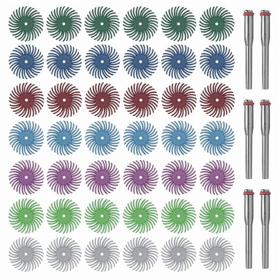 42pcs 1 Inch Radial Bristle Disc Kit with 1/8 Inch Shank for Rotary Tool Mixed Grit Abrasive Brush -Polishing Pad,42pcs 1 inch radial bristle disc 6Pcs 1/8 inch shank,Mixed Color