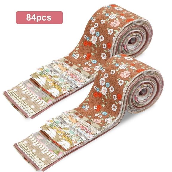 84pcs 20 x 2.6" Cotton Fabric, TSV Bundles Quilting Pre-Cut Squares Sheet Cloth for DIY Patchwork Sewing Crafting