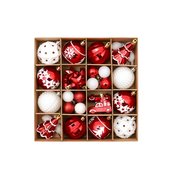 42pcs Christmas Ball Ornaments Set Xmas Tree Decorations Holiday Hanging Decor Festive Seasonal Ornaments Boxed Set Christmas Decoration Assortment