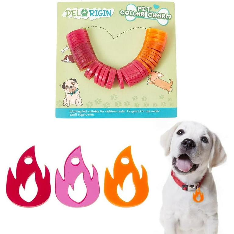 42pcs Pet ID Tag Charms 3 Colors Transparent Flames Pet Collar Tags Acrylic Blank Dog Tags with Hole Lightweight Name Tags for Puppy Cat Rabbit Home