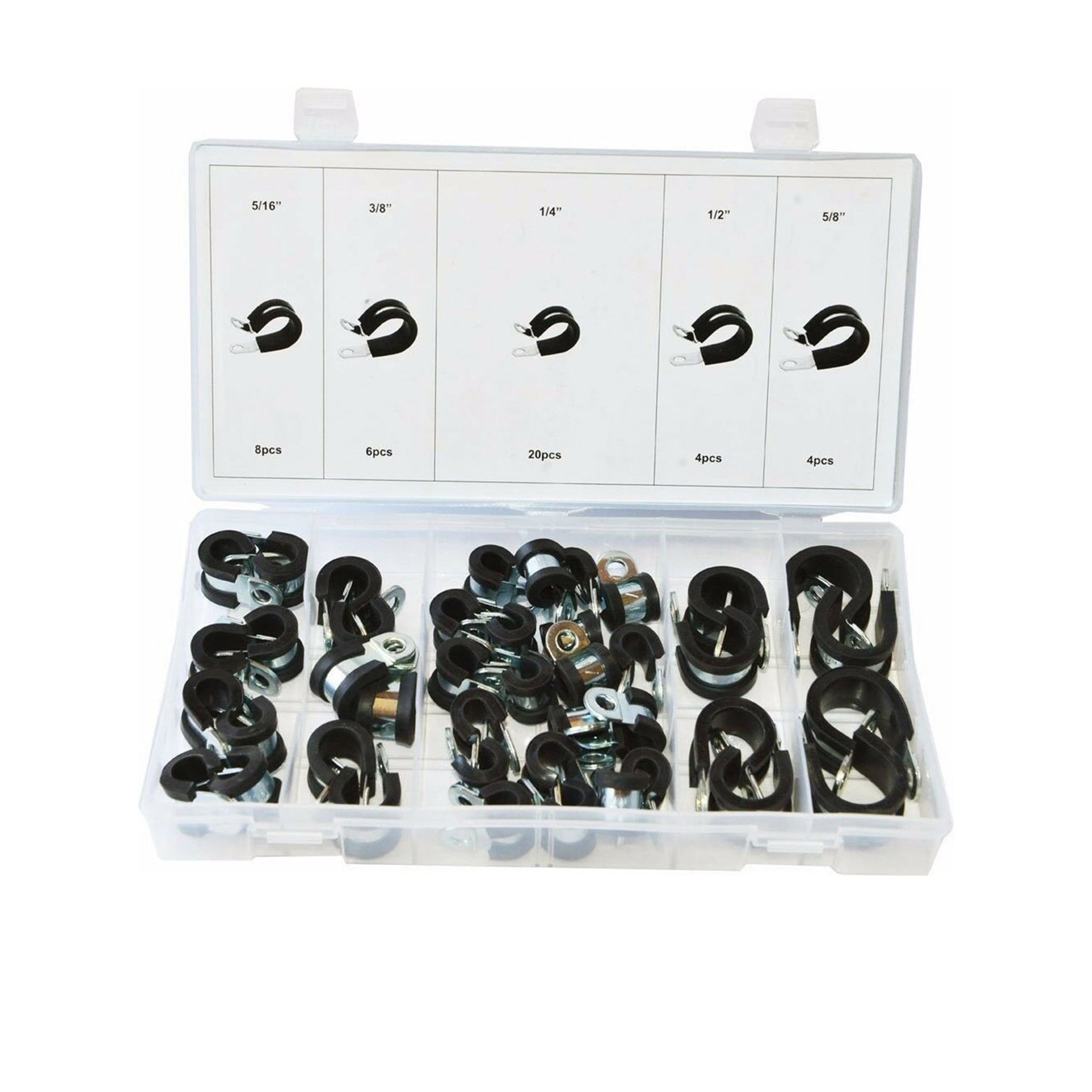 42pcs of Rubber Insulated Hose Clamp Adel Clamp Assortment with 5