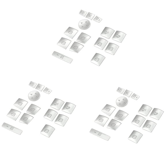 42x Inner Door Armrest Window Switch Button Trim Cover Sticker for ML C E G Class W204 W212 W246 W166,3 x Set Door Window Switch Button Cover Trim(14 pcs),silver