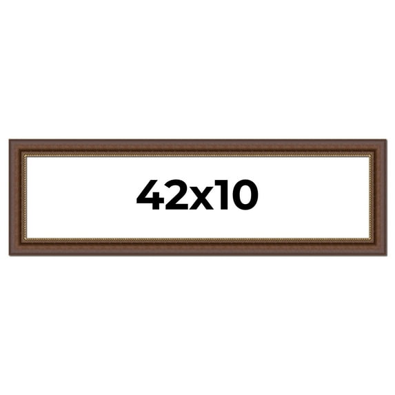 42x10 Copper and Brown Real Wood Picture Frame Width 2 inches | Interior Frame Depth 0.5 inches |