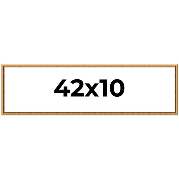 42x10 Frame Beaded Gold Solid Wood Picture Frame | 0.75 Inches Moulding Width | Liscio Oro