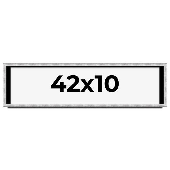 42x10 Frame Brushed Silver Solid Wood Picture Frame | 0.75 Inch Moulding Width | Rabbet Depth 0.75