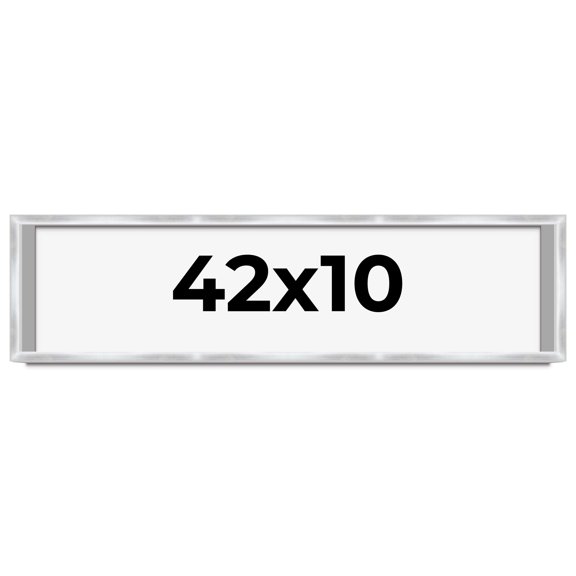 42x10 Frame Silver Whitewashed Wood Grain Solid Wood Shadow Box | 0.75 Inch Moulding Width | 0.75