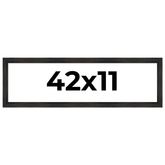42x11 Frame Black Rustic Barnwood Solid Wood Picture Frame | 1.5 Inch Moulding Width | Includes UV