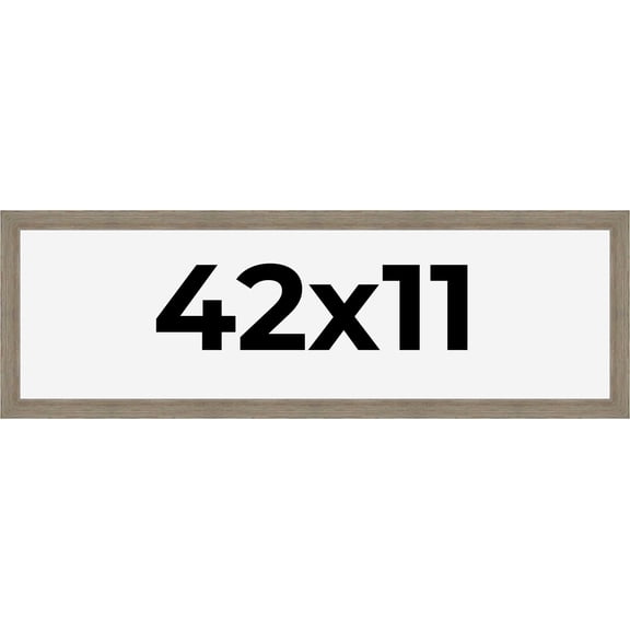 42x11 Frame Gray Barnwood Rustic Solid Wood Picture Frame | 1.5 Inch Moulding Width | Includes UV