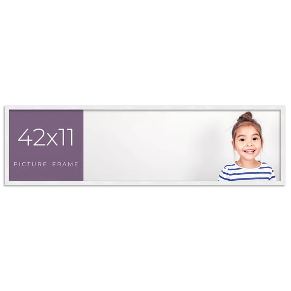 42x11 Frame White Real Wood Picture Frame Width 0.75 inches | Interior Frame Depth 0.5 inches |