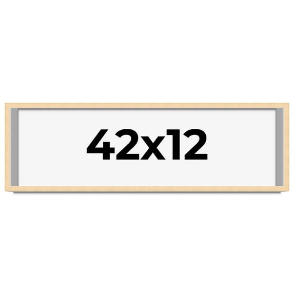 42x12 Frame Natural Wood Picture Frame | 0.75 Inch Moulding Width | with UV Acrylic Plexiglass,