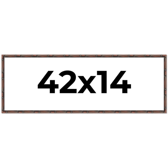 42x14 Frame Brown Bamboo with Dark Coffee/Walnut Finish | Solid Wood Picture Frame Width 0.75