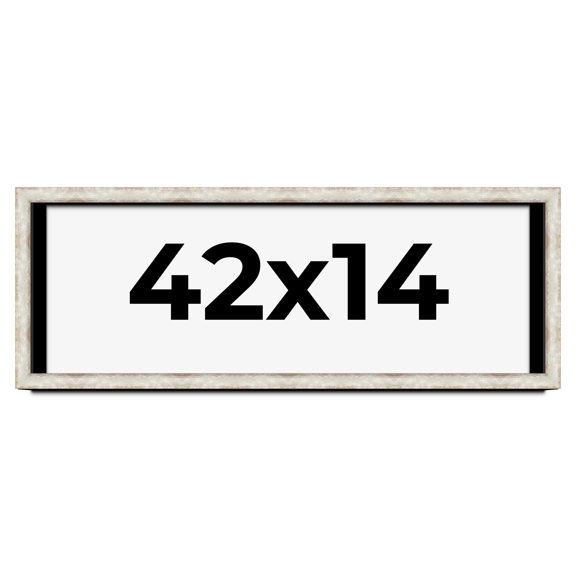 42x14 Shadow Box Frame Silver | 1.625 Inches Deep Real Wood Contemporary Shadowbox Display Frame |