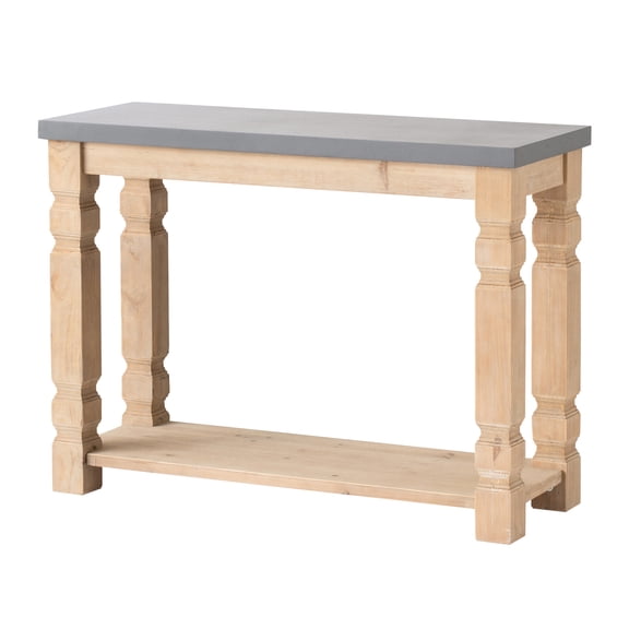 42x15.7x31" Console Table, Concrete And Wooden, Rustic Modern Design For Living Area Room Console, Surface Wooden Legs,
