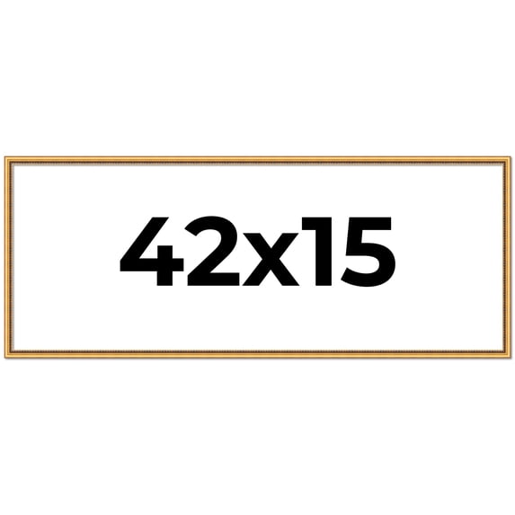 42x15 Frame Beaded Gold Solid Wood Picture Frame | 0.75 Inches Moulding Width | Liscio Oro
