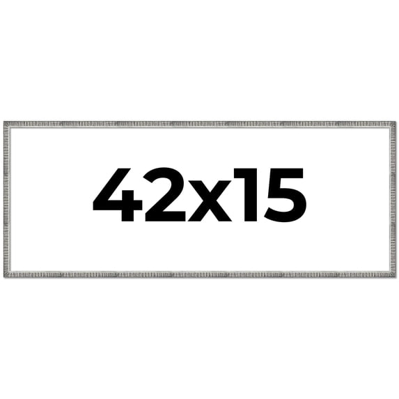 42x15 Frame Silver Grey Distressed Solid Wood Picture Frame | 0.75 Inch Moulding Width | Interior