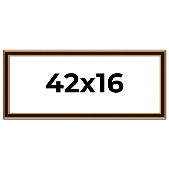 42x16 Frame Gold Brown Plein Air Vintage Solid Wood Picture Frame | 1.75 Inches Moulding Width |