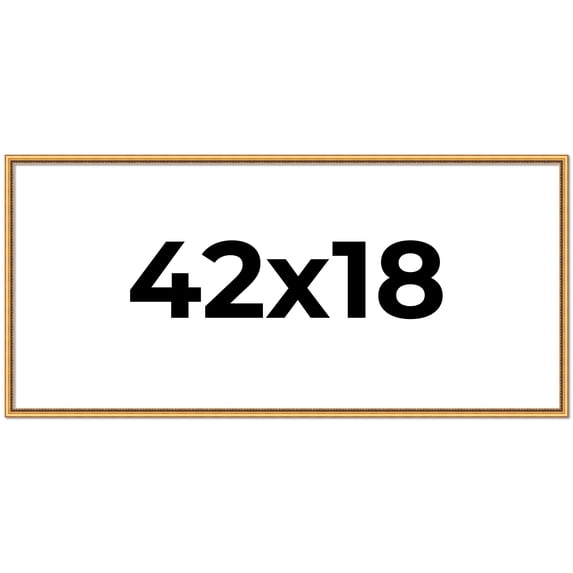 42x18 Frame Beaded Gold Solid Wood Picture Frame | 0.75 Inches Moulding Width | Liscio Oro