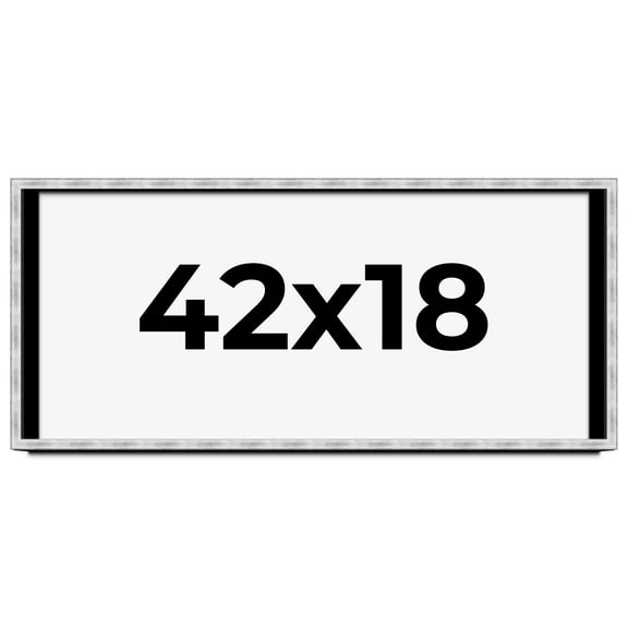 42x18 Frame Brushed Silver Solid Wood Picture Frame | 0.75 Inch Moulding Width | Rabbet Depth 0.75