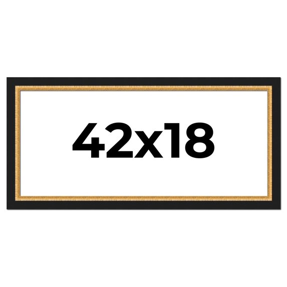 42x18 Frame Gold Real Wood Picture Frame Width 2.25 Inches | Interior Frame Depth 0.5 Inches |