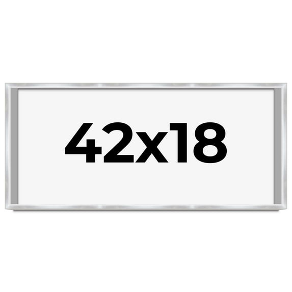 42x18 Frame Silver Whitewashed Wood Grain Solid Wood Shadow Box | 0.75 Inch Moulding Width | 0.75