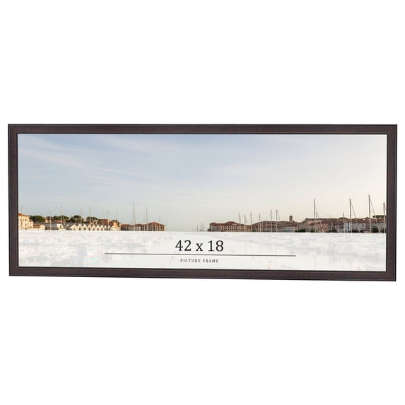 42x18 Rustic Brown Real Wood Picture Frame Width 0.75 inches | Interior Frame Depth 0.5 inches |