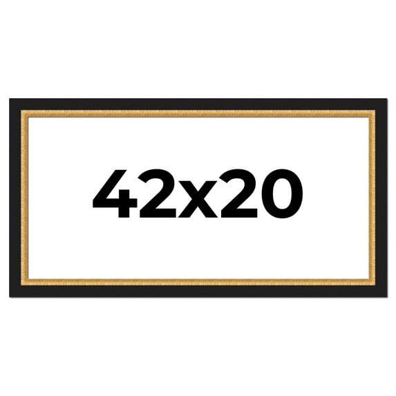 42x20 Frame Gold Real Wood Picture Frame Width 2.25 Inches | Interior Frame Depth 0.5 Inches |