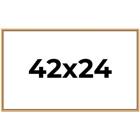 42x24 Frame Beaded Gold Solid Wood Picture Frame | 0.75 Inches Moulding Width | Liscio Oro