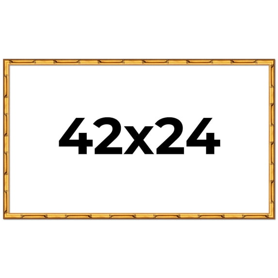 42x24 Frame Gold Bamboo Solid Wood Picture Frame | 1 Inch Moulding Width | Interior Frame Depth