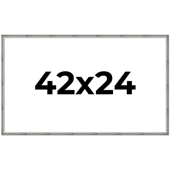 42x24 Frame Silver Grey Distressed Solid Wood Picture Frame | 0.75 Inch Moulding Width | Interior
