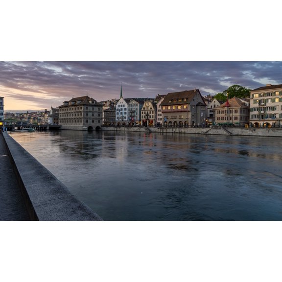 42x24in Photo Paper River Building City Historic Center Switzerland