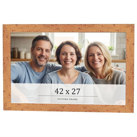 42x27 Frame Beige Real Wood Picture Frame Width 1.25 inches | Interior Frame Depth 0.5 inches |