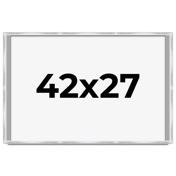 42x27 Frame Silver Whitewashed Wood Grain Solid Wood Shadow Box | 0.75 Inch Moulding Width | 0.75
