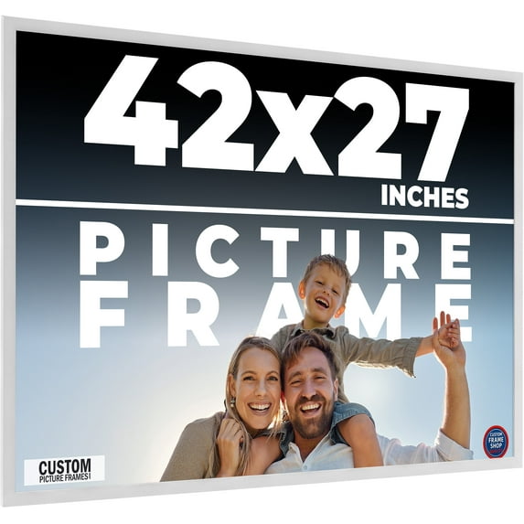 42x27 Frame White Real Wood Picture Frame Width 0.75 inches | Interior Frame Depth 0.5 inches |