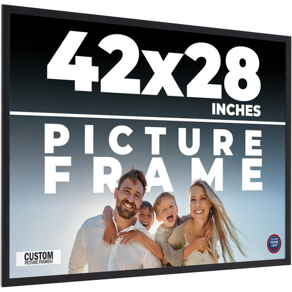 42x28 Frame Black Solid Wood Picture Frame | 0.75 Inch Moulding Width | Includes UV Acrylic