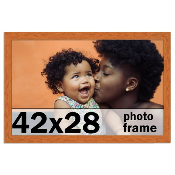 42x28 Frame Honey Pecan Brown Picture Frame - Modern Photo Frame Includes UV Acrylic Shatter Guard