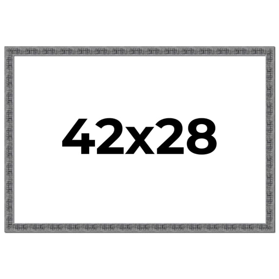42x28 Frame Silver Black Rustic Sonoma Solid Wood Picture Frame | 1.5 Inch Moulding Width |
