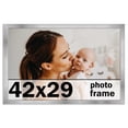 thumbnail image 1 of 42x29 Frame Silver Stainless Steel Solid Wood Picture Frame | 0.75 Inch Moulding Width | Includes, 1 of 8