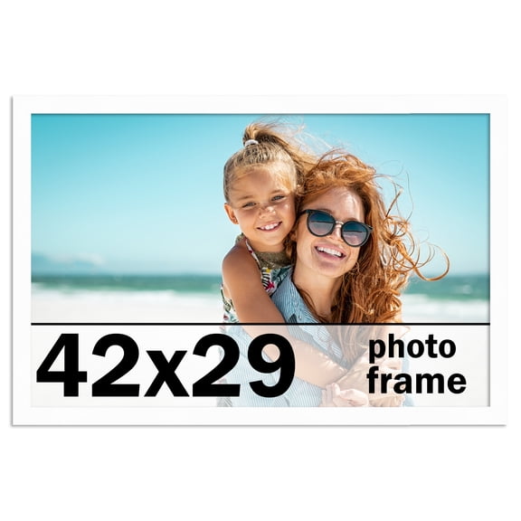 42x29 Frame White Solid Wood Picture Frame Includes UV Acrylic Shatter Guard Front, Acid Free Foam