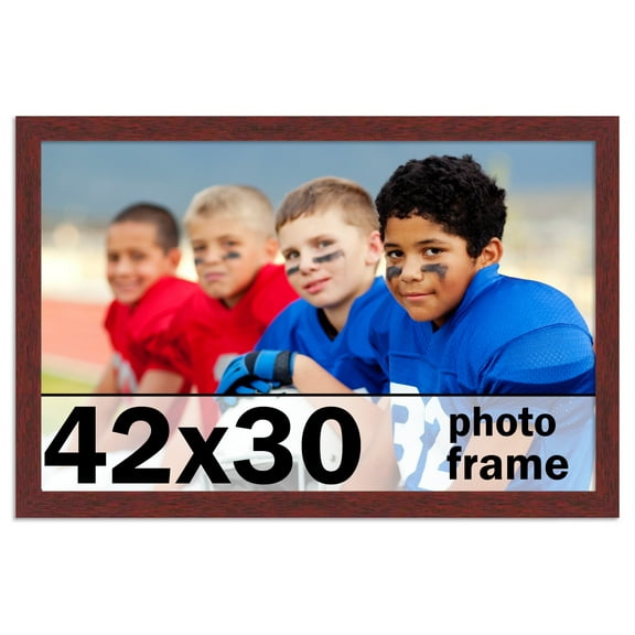 42x30 Frame Brown Mahogany Picture Frame - Solid Wood Frame Kit Includes UV Acrylic Plexiglass,