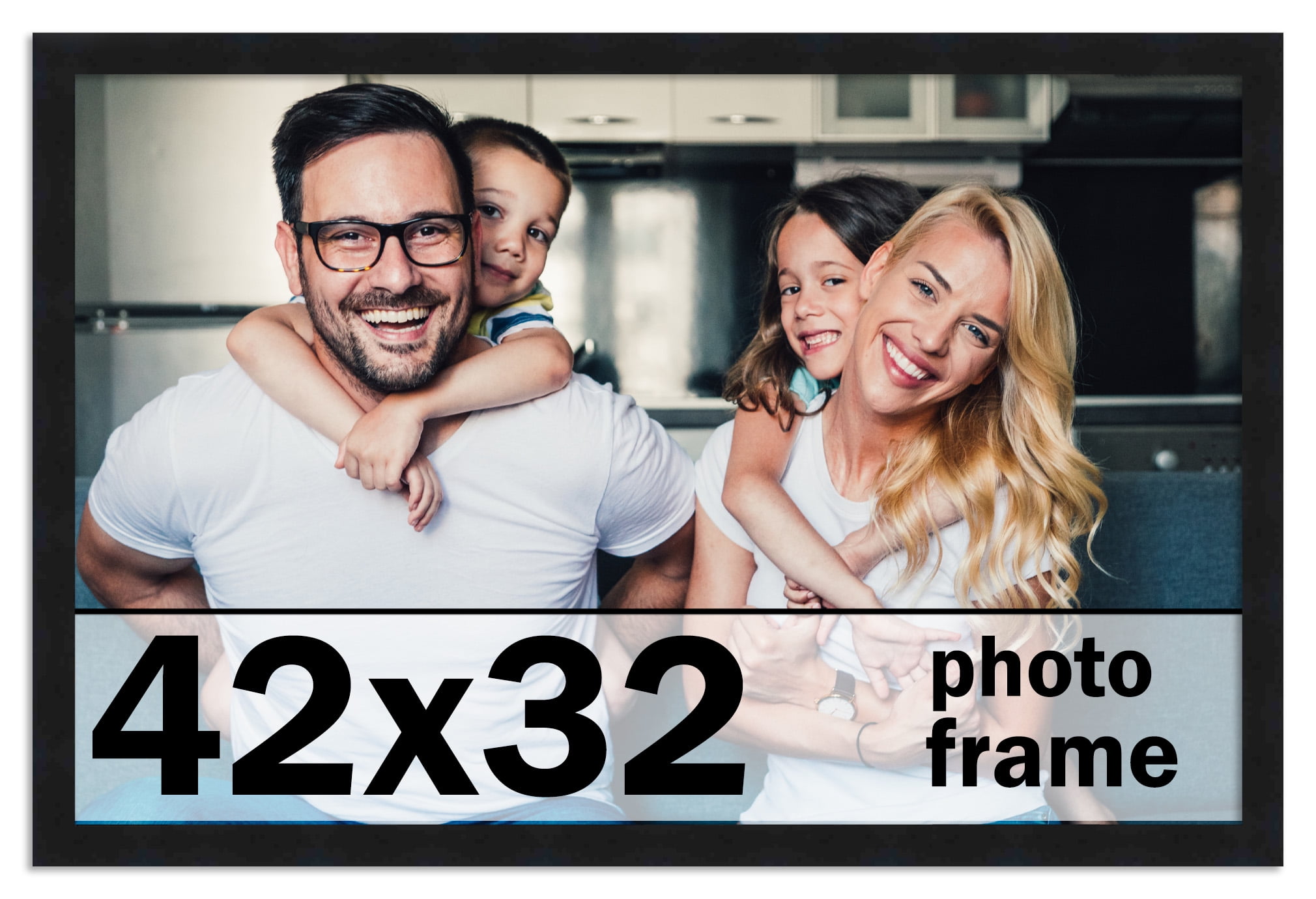 42x32 Frame Black Solid Wood Picture Frame | 0.75 Inch Moulding Width | Includes UV Acrylic