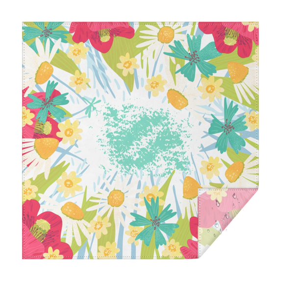42x42in(107x107cm) Square Tablecloth, Waterproof Polyester Table Cover, Wrinkle Resistant & Washable Fabric for Dining, Kitchen, Picnic, Daisy Flowers Print