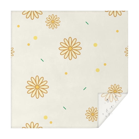 42x42in(107x107cm) Square Tablecloth, Waterproof Polyester Table Cover, Wrinkle Resistant & Washable Fabric for Dining, Kitchen, Picnic, Daisy Flowers Print